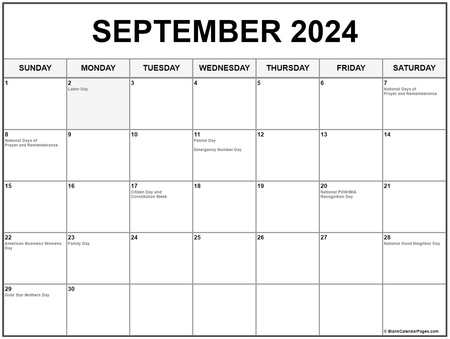 Free September 2024 Printable Calendar 2024 CALENDAR PRINTABLE - Free Printable 2024 Monthly Coloring Calendar With Holidays