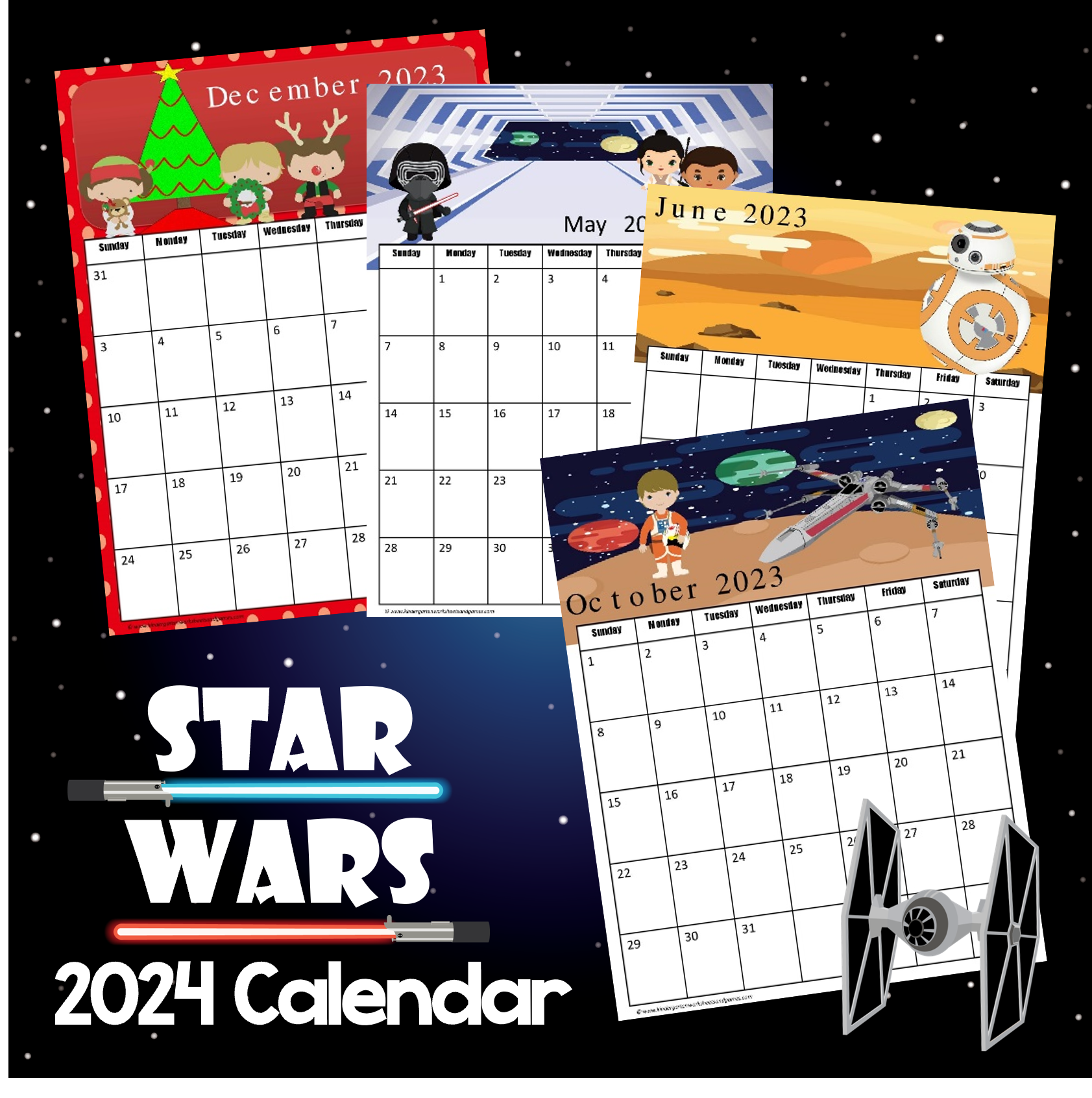 Free Star Wars Calendar 2024 Printable throughout Free Printable Calendar 2024 Ninjago