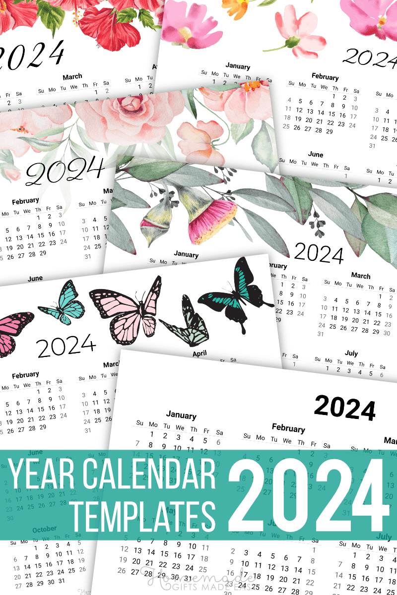 Free Yearly Calendar Printables For 2024, 2025, 2026 And Beyond! intended for Free Printable Butterfly Calendar 2024