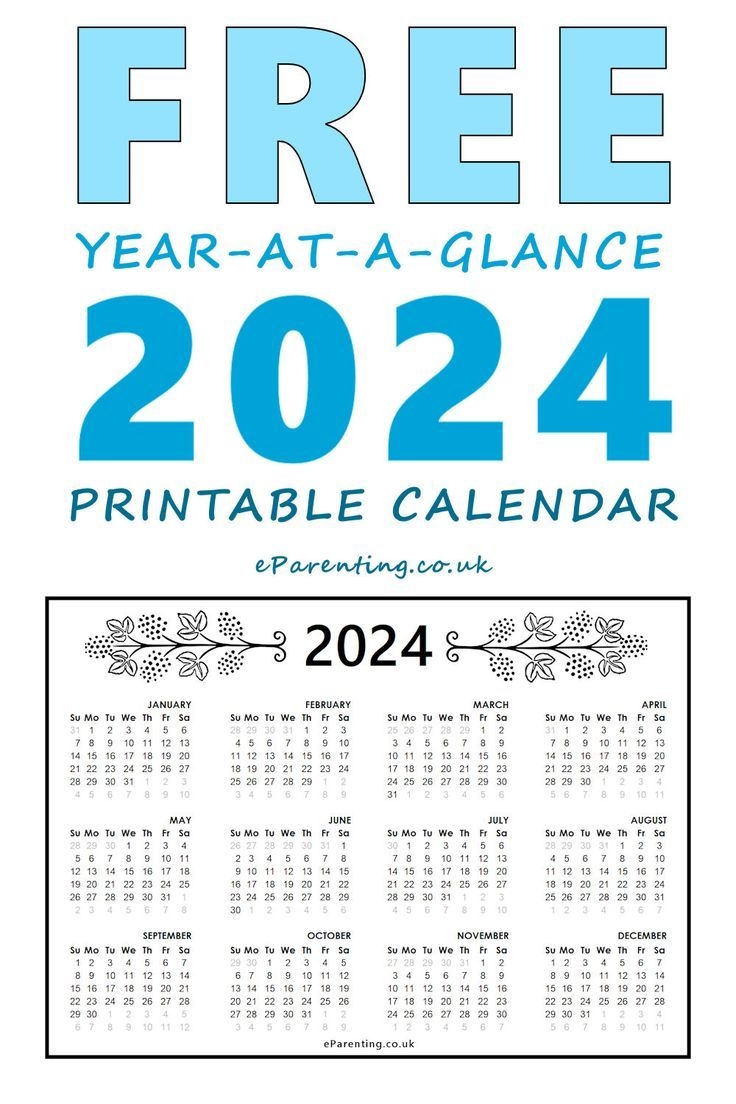 Happy 2024 Get Organised For 2024 With This Free Printable PDF Year at - Free Printable 2024 Year At A Glance Calendar