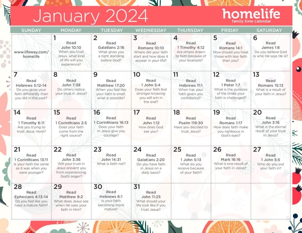 Homelife Calendar &amp;amp; Scripture Art | January 2024 - Lifeway Women within Free Printable Calendar 2024 With Verses