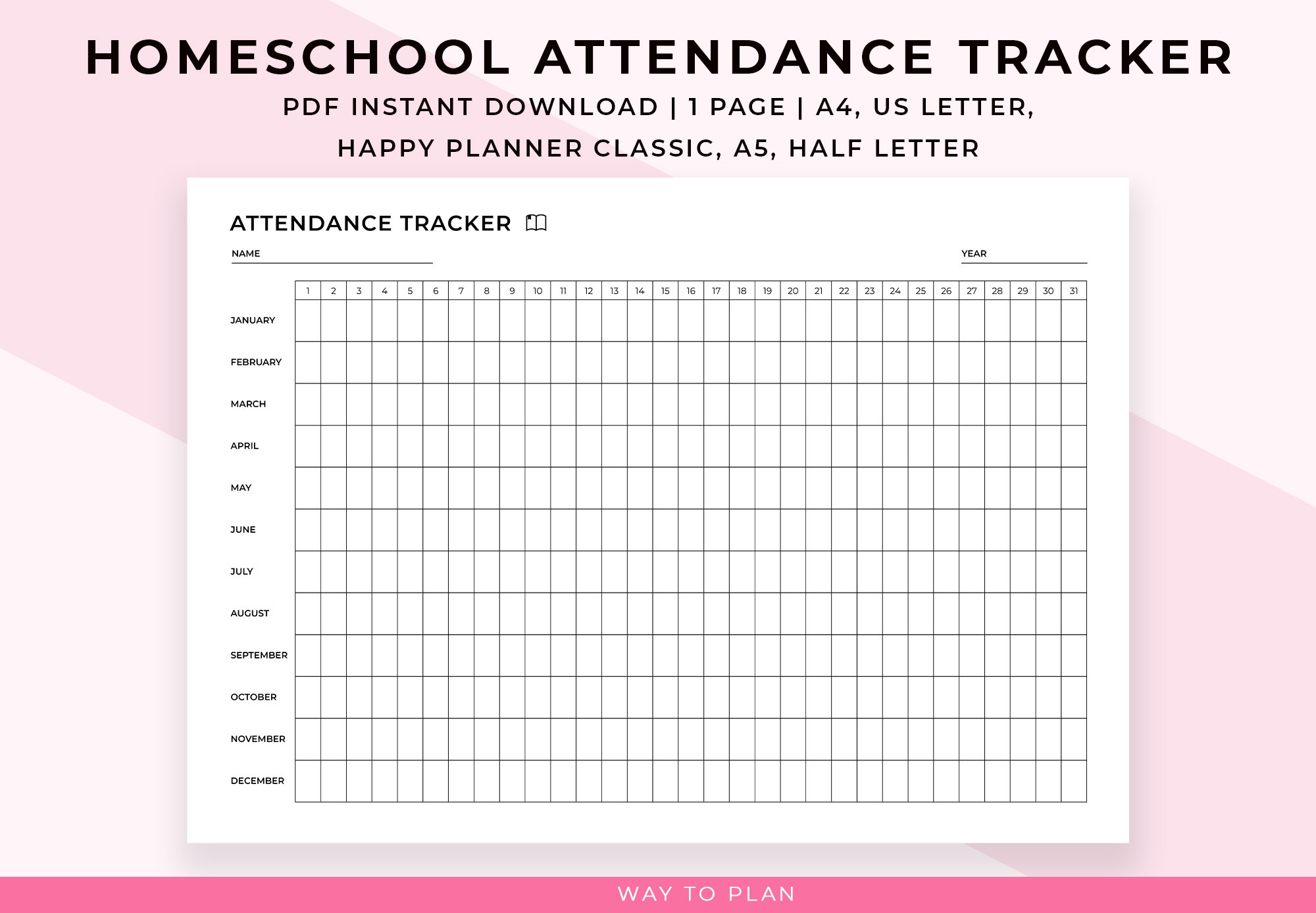 Homeschool Attendance Sheet Printable. Homeschool Attendance regarding Free Printable Attendance Calendar 2024 Homeschool