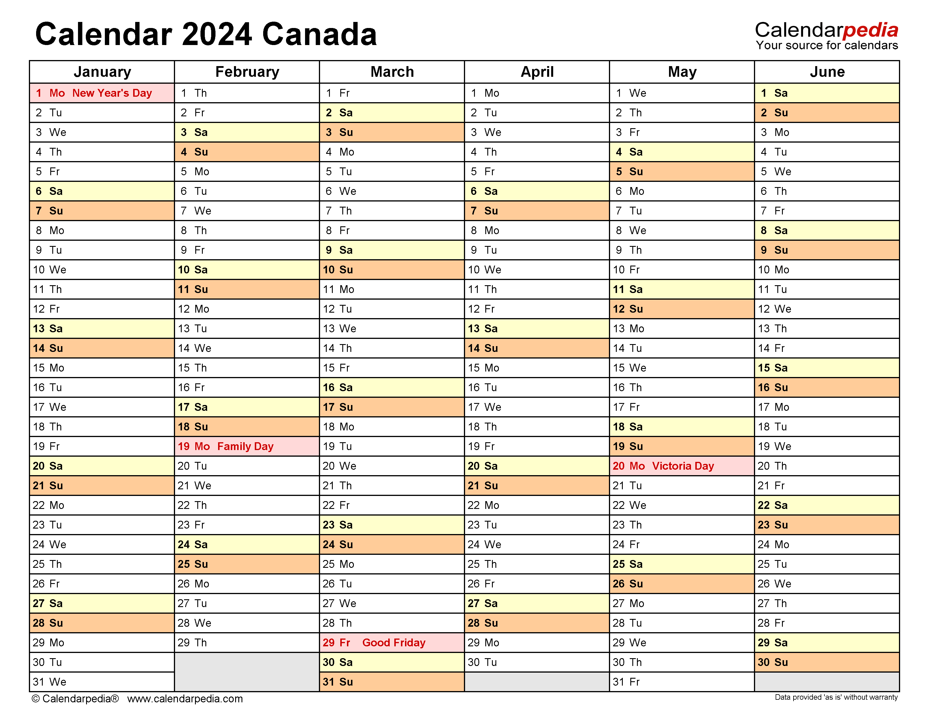 Informasi Tentang 2024 Calendar With Canada Holidays Pdf Free Printable - Free Printable 2024 Calendar Canada Printable