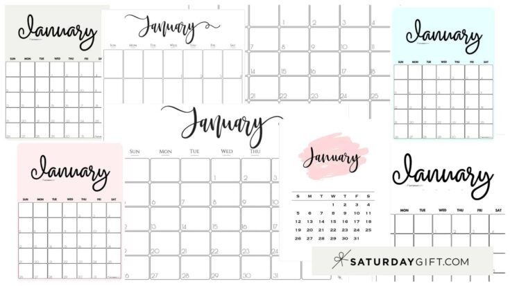 January 2024 Calendar 20 Cute FREE Printables SaturdayGift - Free Printable 2024 Monthly Calendar Cute Pictures