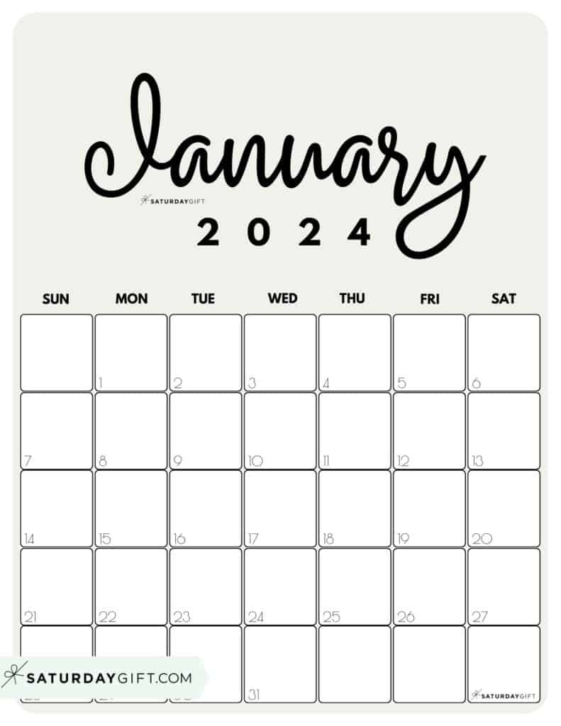 January 2024 Calendar Cute Printable Pdf Form Honey Laurena - Free Printable 2024 Monthly Calendar Cute Pictures