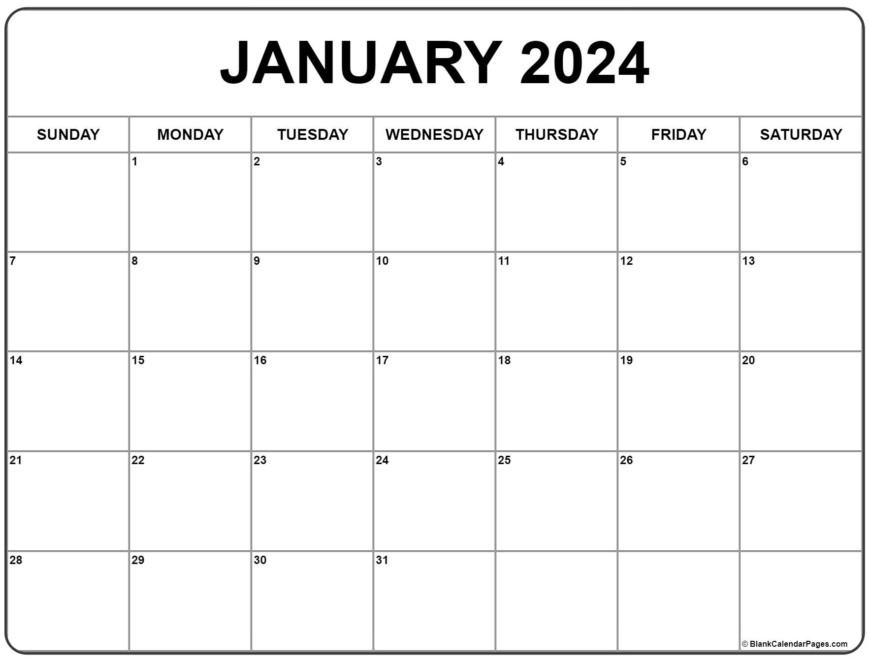 January 2024 Calendar | Free Printable Calendar in Free Printable Blank Calendar Pages 2024