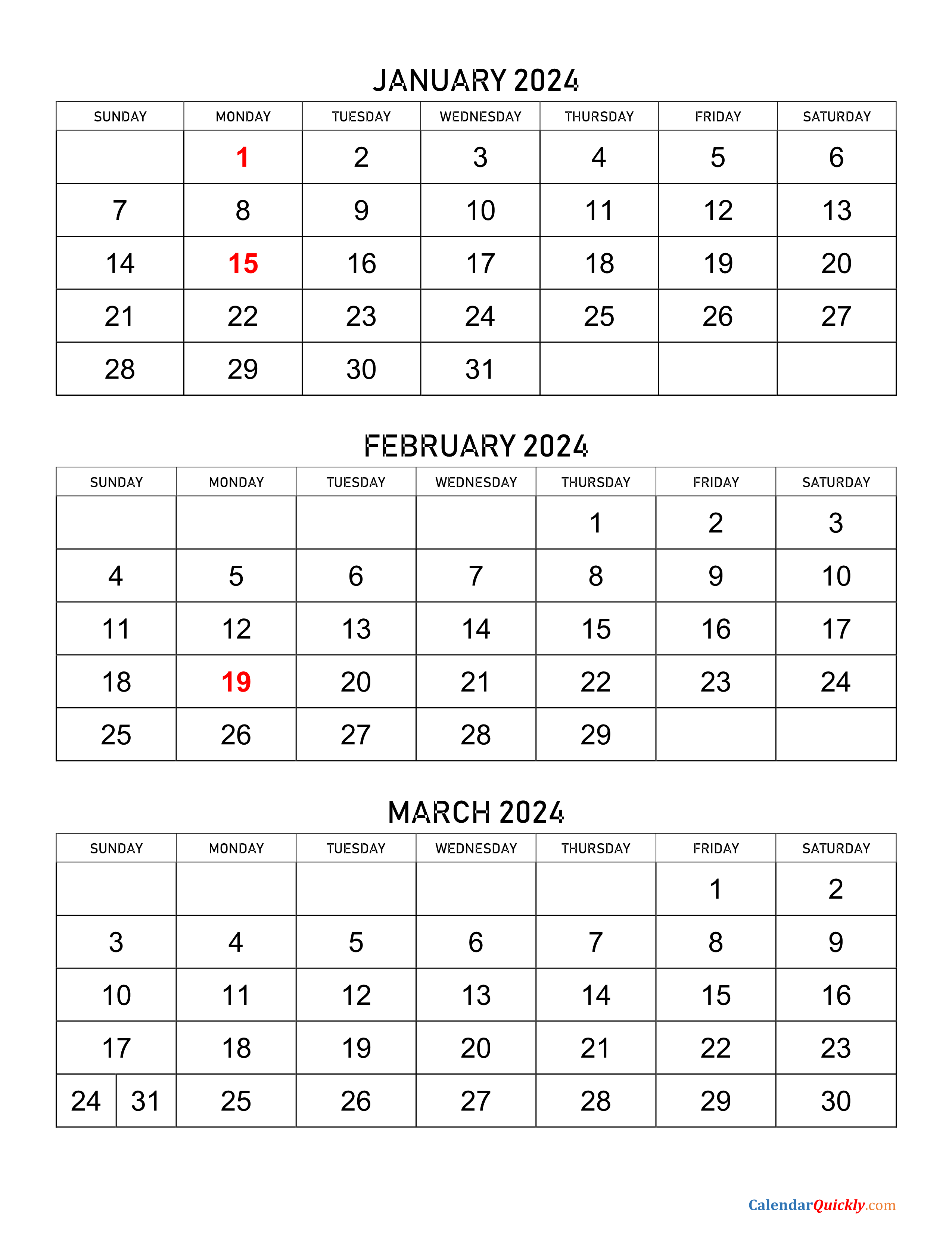 January 2024 Calendar Free Printable Calendar January 2024 Calendar - Free Printable 2024 January February Calendar