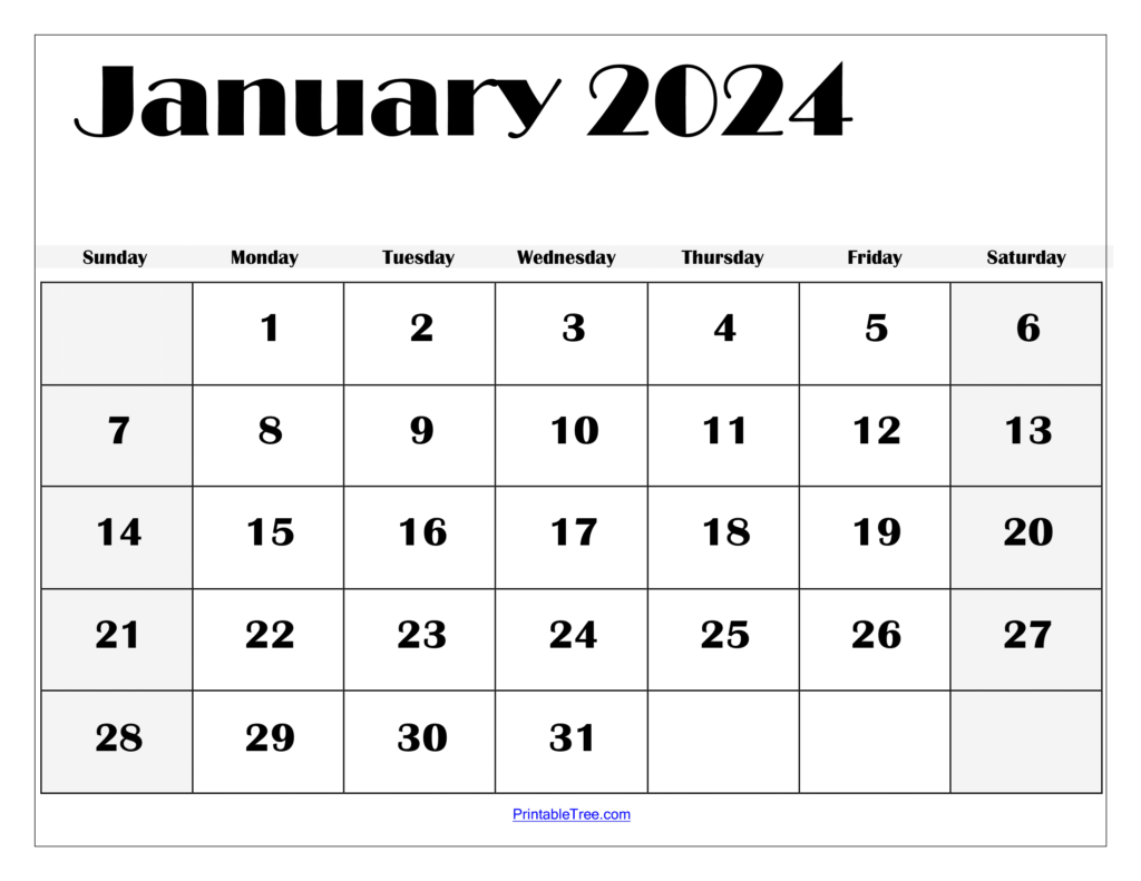 January 2024 Calendar Printable Pdf Template With Holidays regarding Free Printable Blank 2024 Calendar Pdf