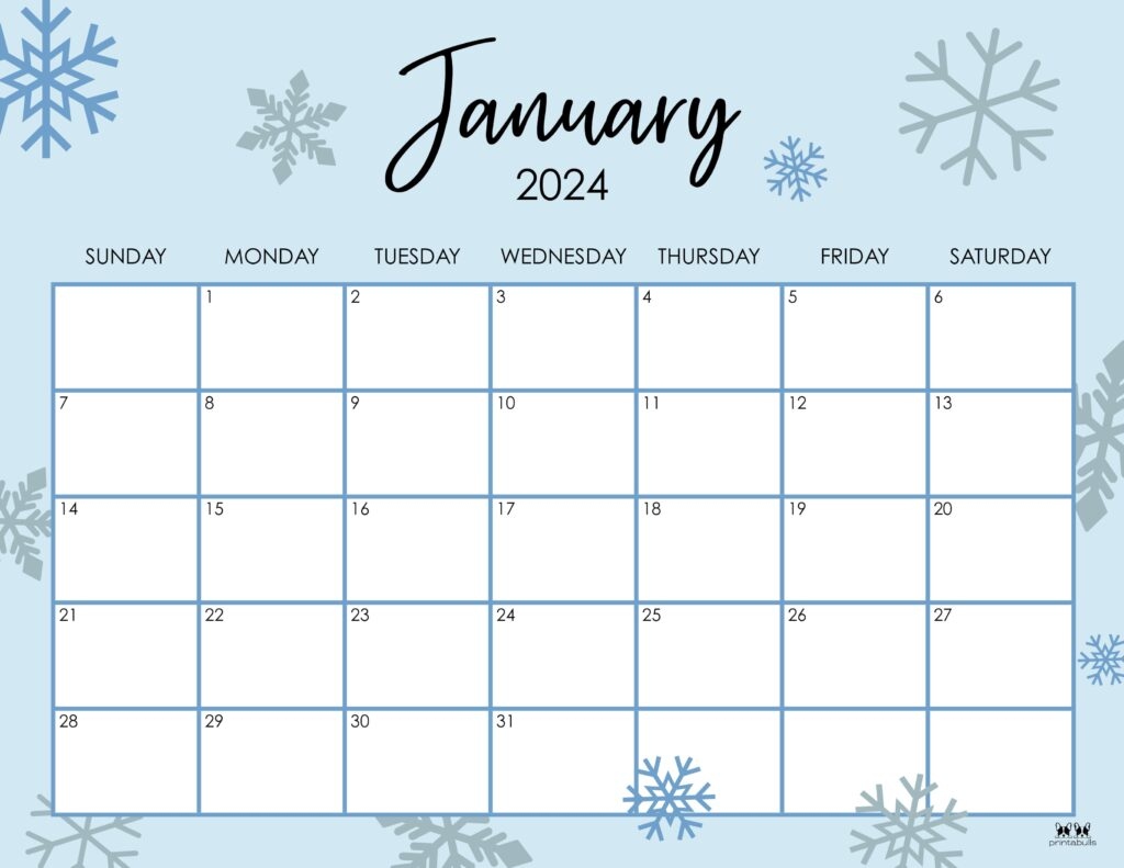 January 2024 Calendars - 50 Free Printables | Printabulls for Free Printable Calendar 2024 January