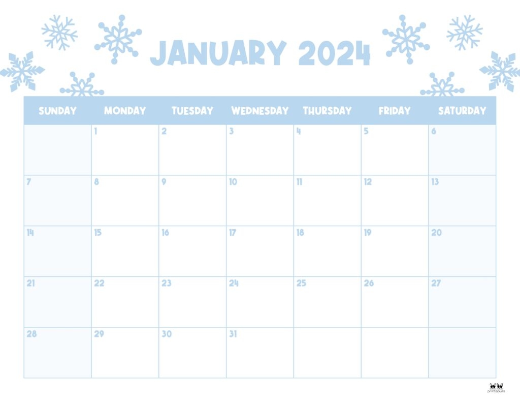 January 2024 Calendars - 50 Free Printables | Printabulls inside Free Printable Calendar 2024 Design