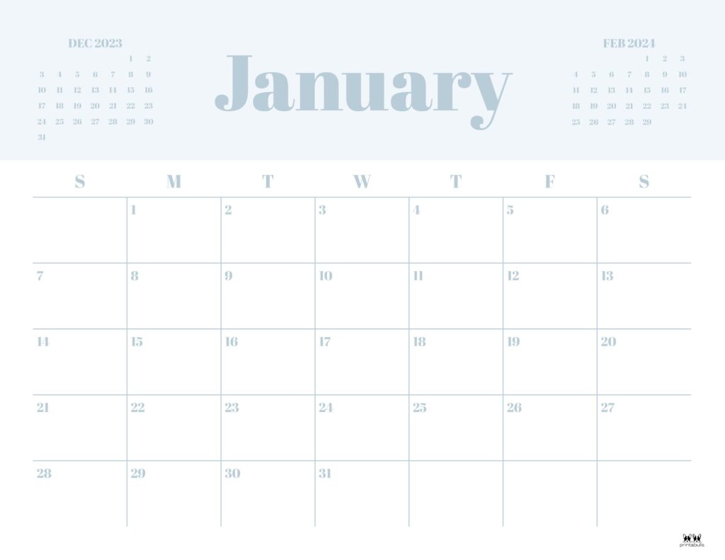 January 2024 Calendars - 50 Free Printables | Printabulls with regard to Free Printable Calendar 20241