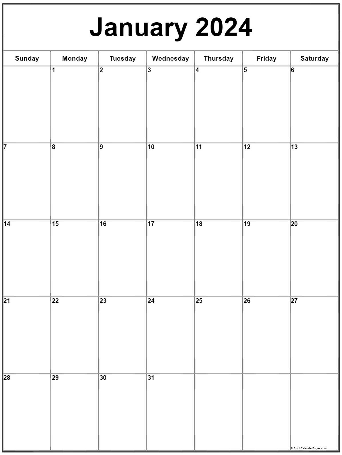 January 2024 Vertical Calendar Portrait - Free Printable 2024 Verticle Calendar