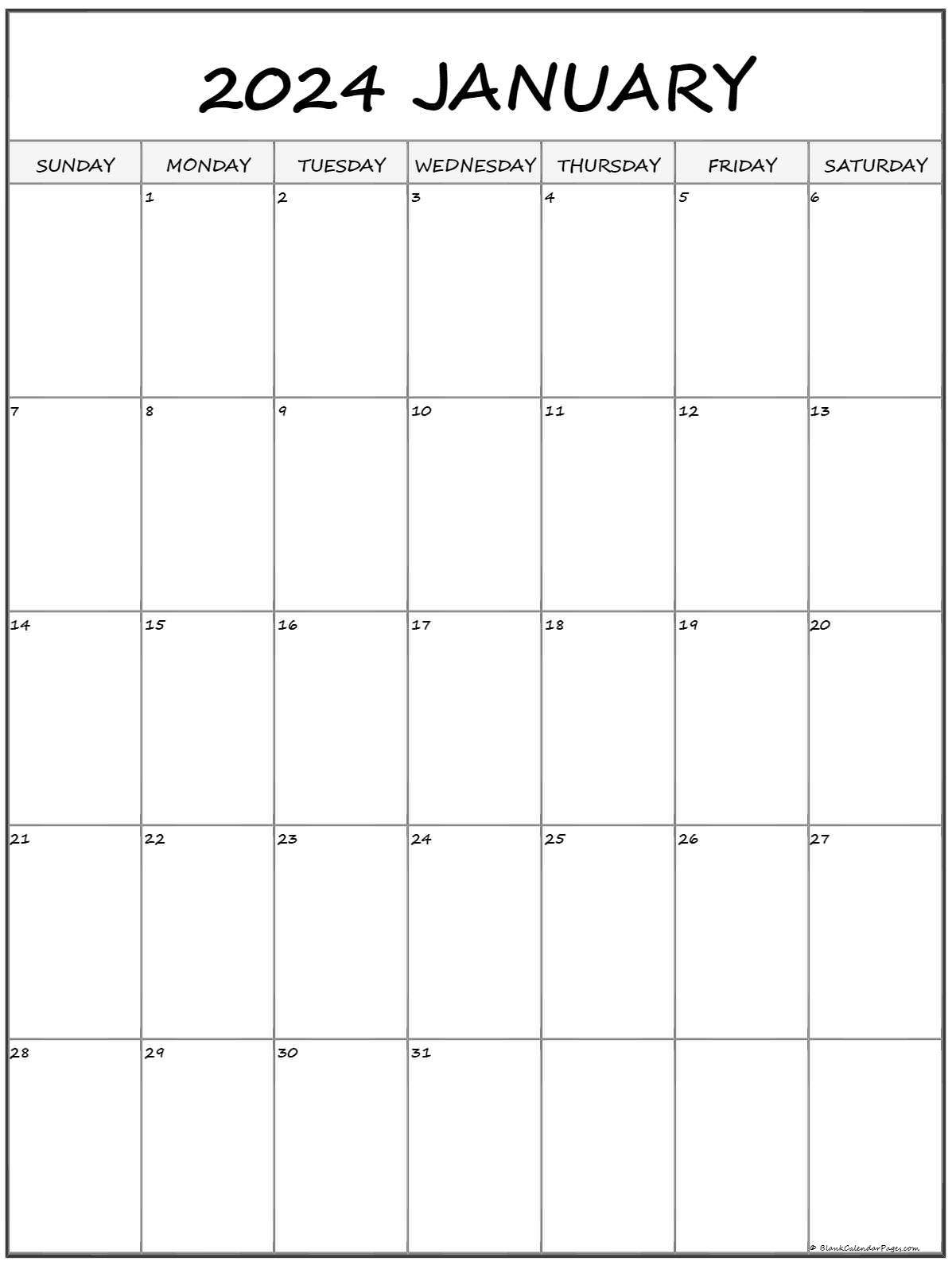 January 2024 Vertical Calendar Portrait - Free Printable 2024 Monthly Calendar Monday To Sunday