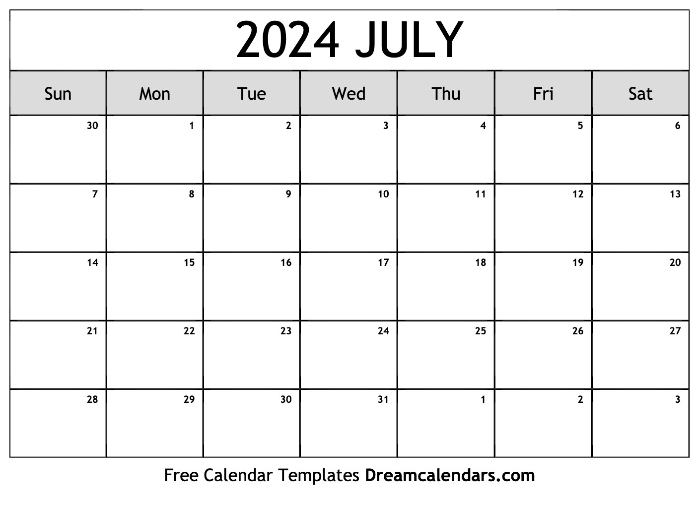 July 2024 Calendar | Free Blank Printable With Holidays in Free Printable Blank Calendar July 2024