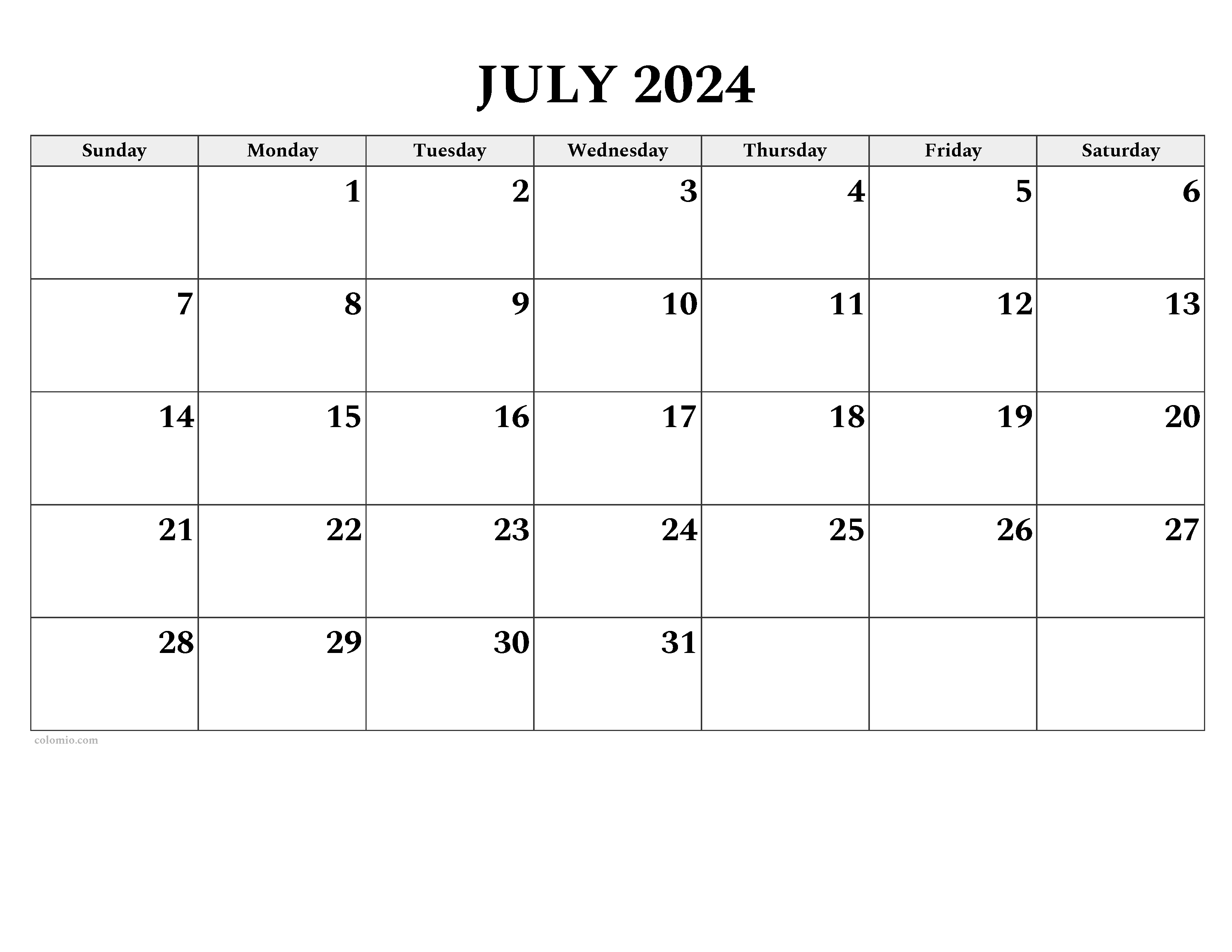 July 2024 Calendar | Free Printable Pdf, Xls And Png throughout Free Printable Calendar August 2024 Vertex