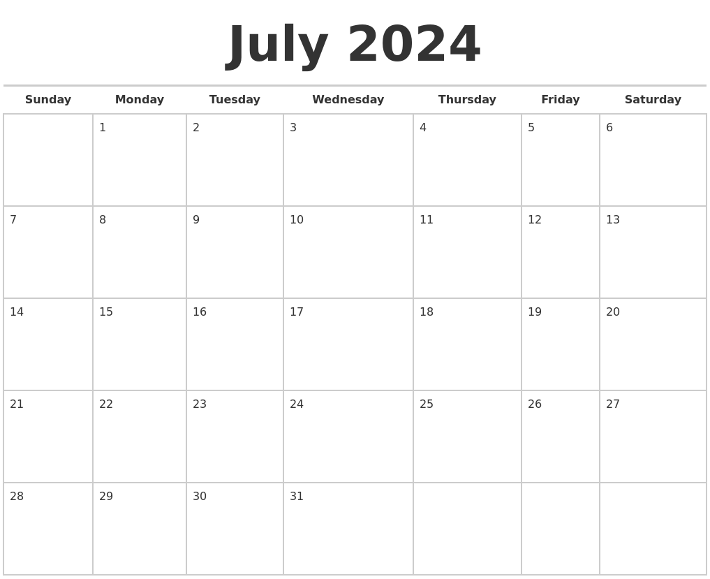 July 2024 Calendars Free - Free Printable Calendar 2024 Win Calendar