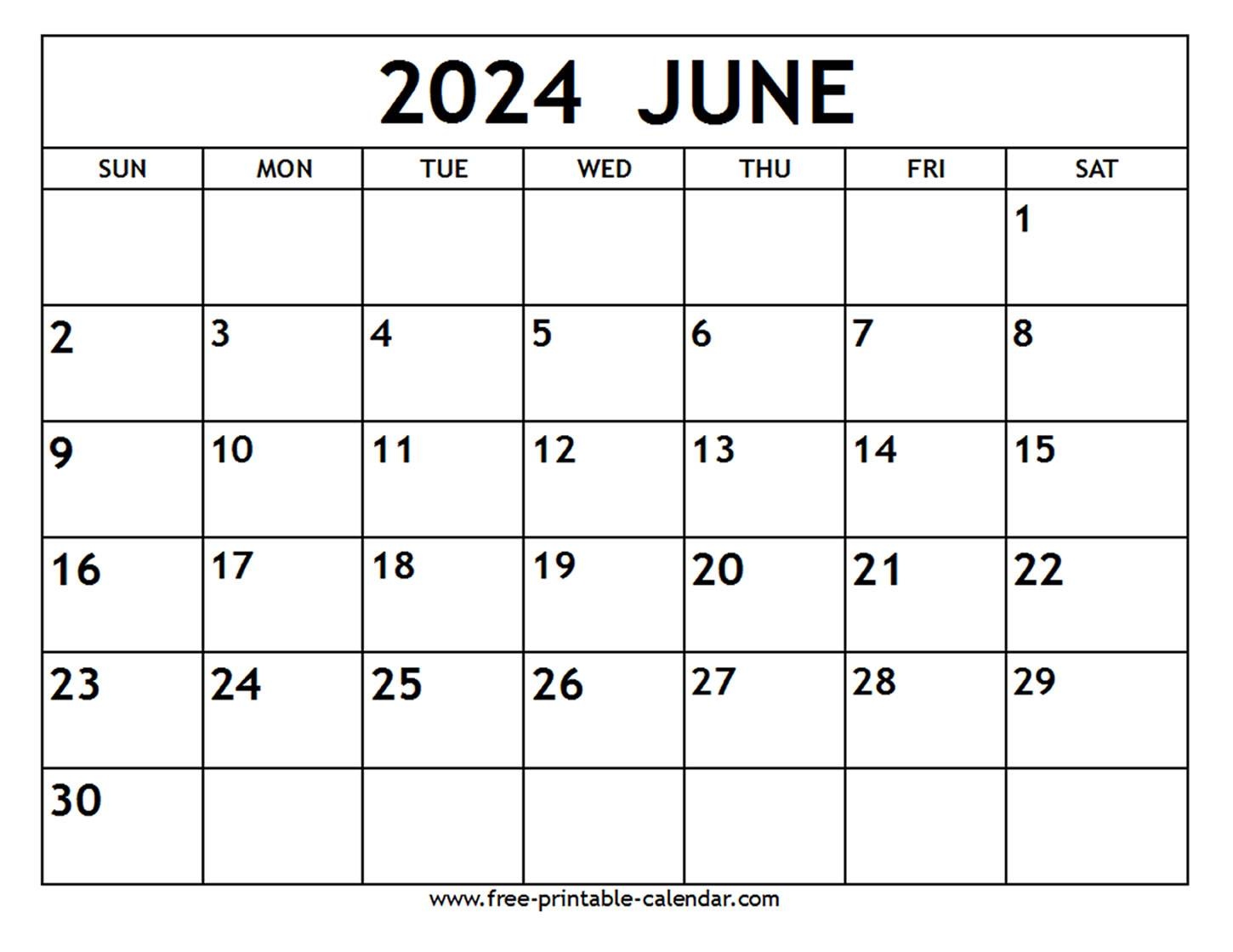 June 2024 Calendar - Free-Printable-Calendar in Free Printable Calendar 2024 June Word