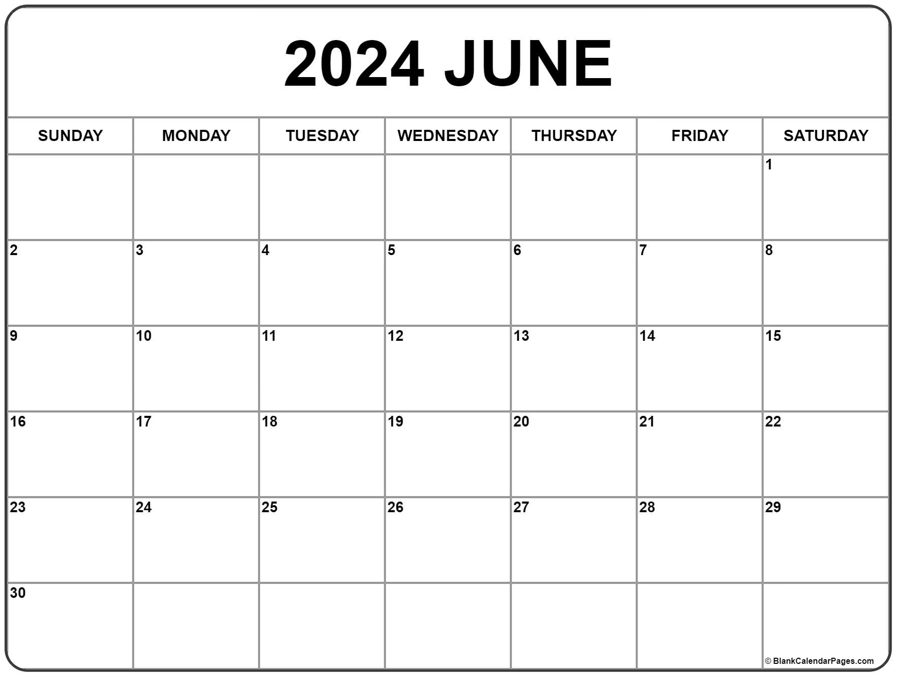June 2024 Calendar | Free Printable Calendar inside Free Printable Blank Calendar June 2024