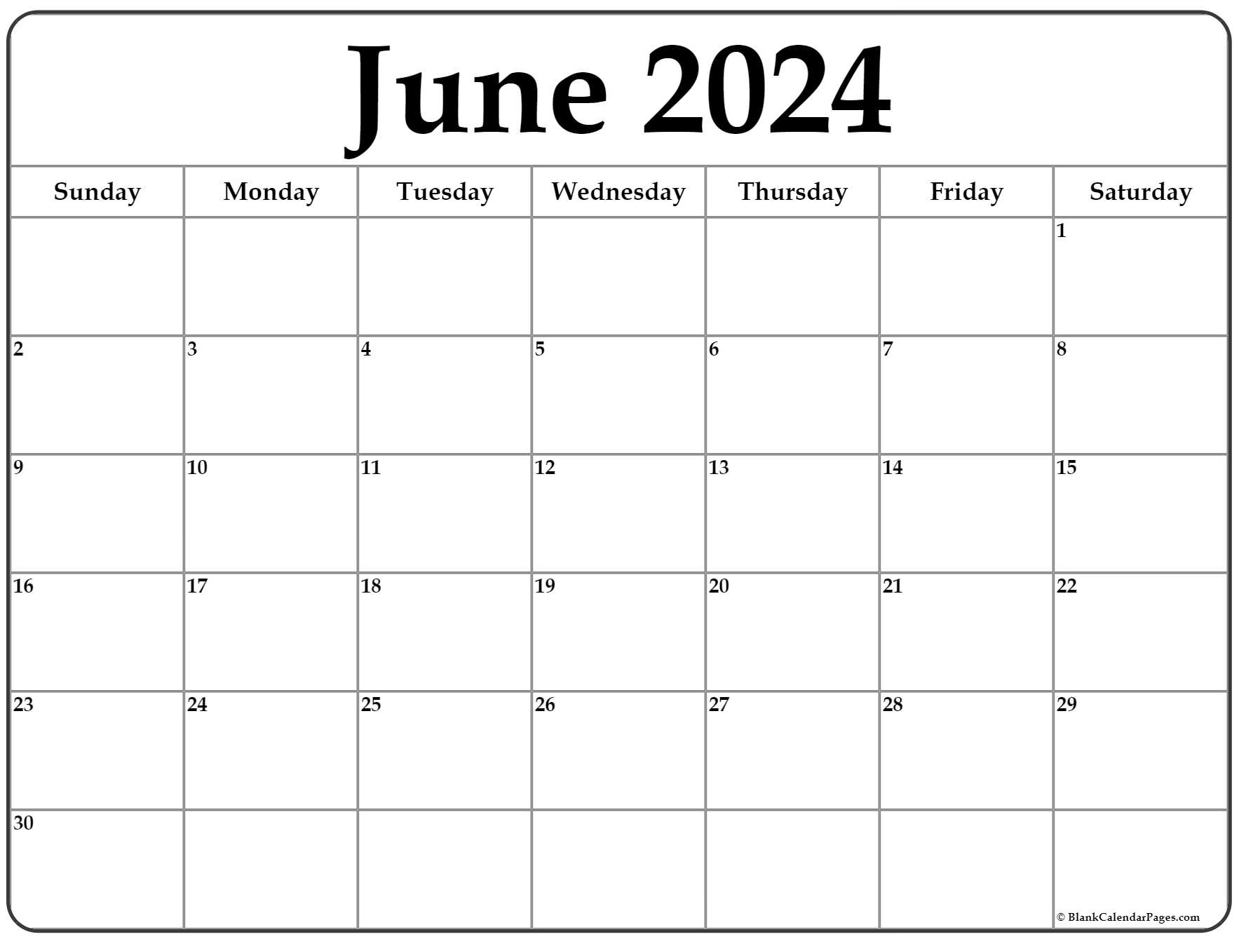June 2024 Calendar | Free Printable Calendar within Free Printable Calend June 2024