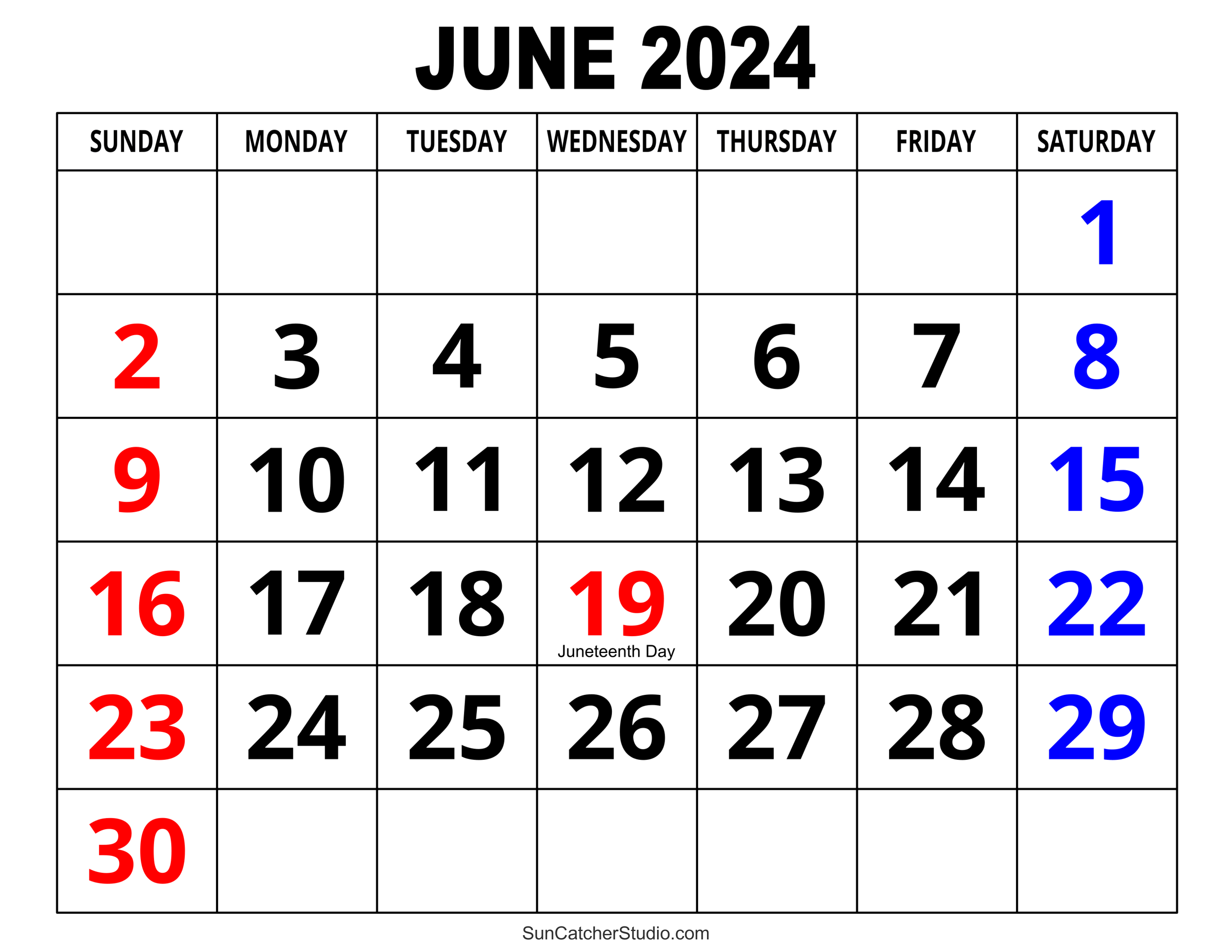 June 2024 Calendar (Free Printable) – Diy Projects, Patterns regarding Free Printable Calendar 2024 June With Holidays