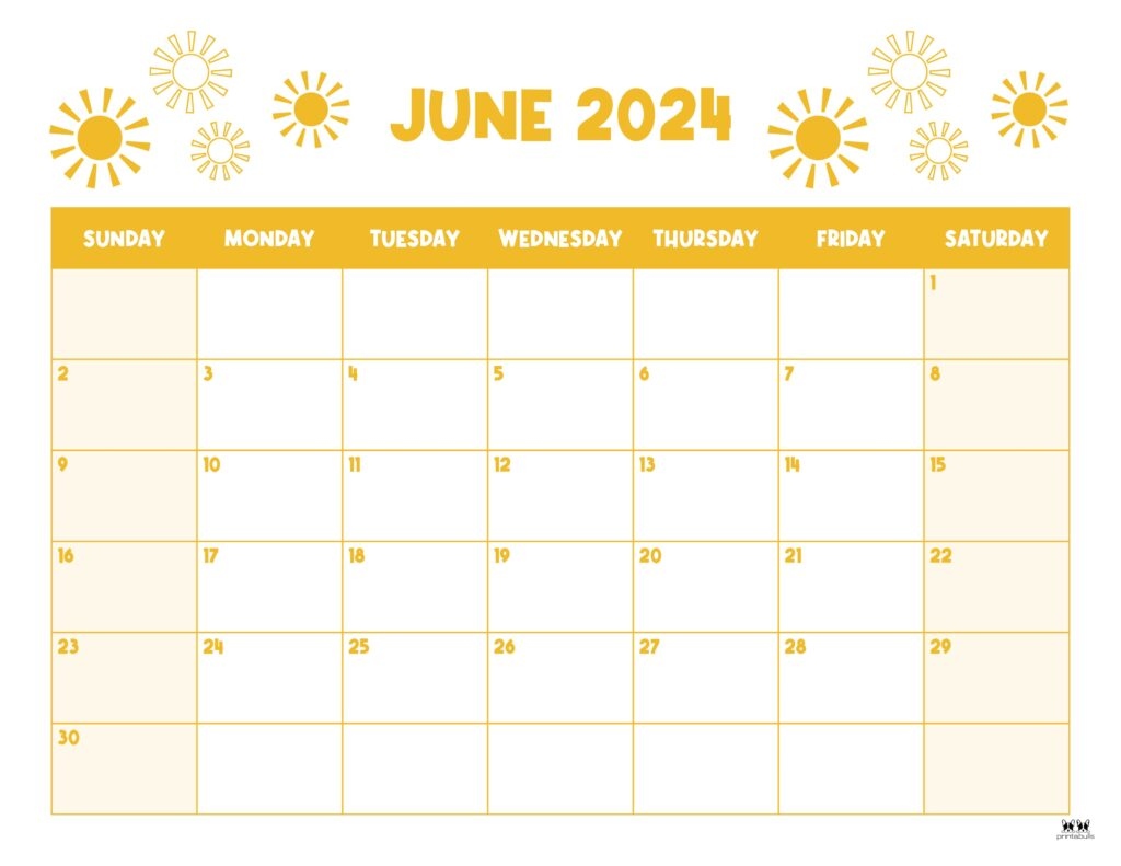 June 2024 Calendars - 50 Free Printables | Printabulls with regard to Free Printable Calendar 2024 June With Holidays