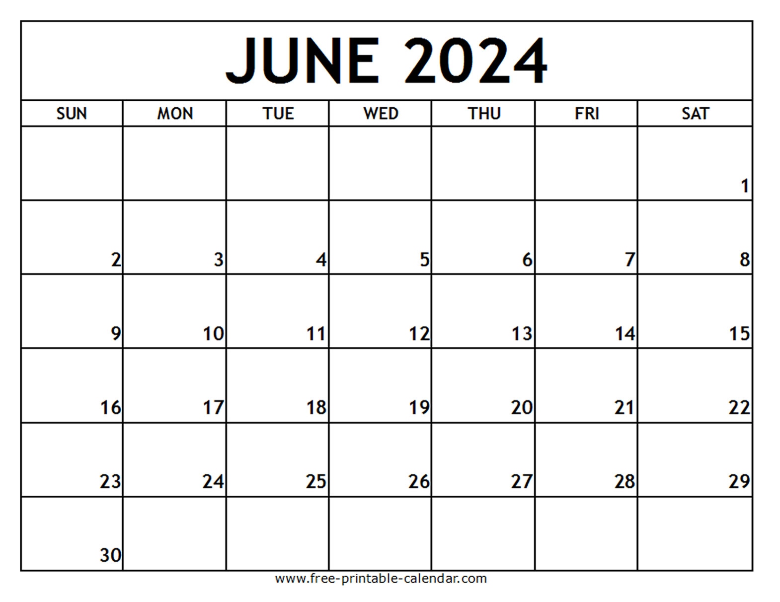 June 2024 Printable Calendar - Free-Printable-Calendar pertaining to Free Printable Calend June 2024