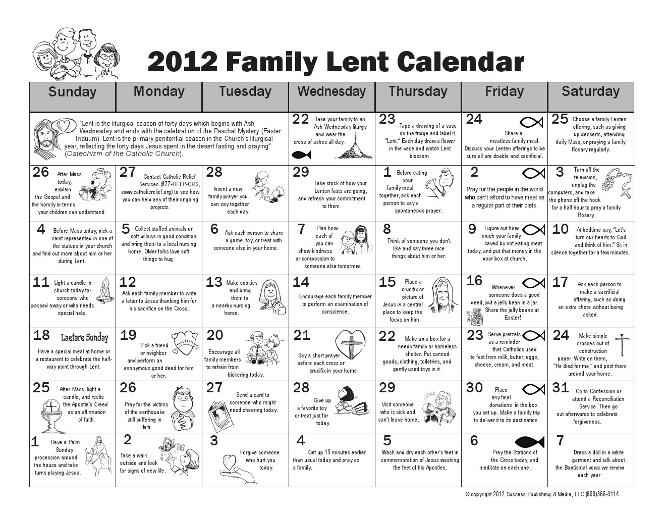 Lenten Calendar Printable - Free Printable 2024 Lenten Calendar