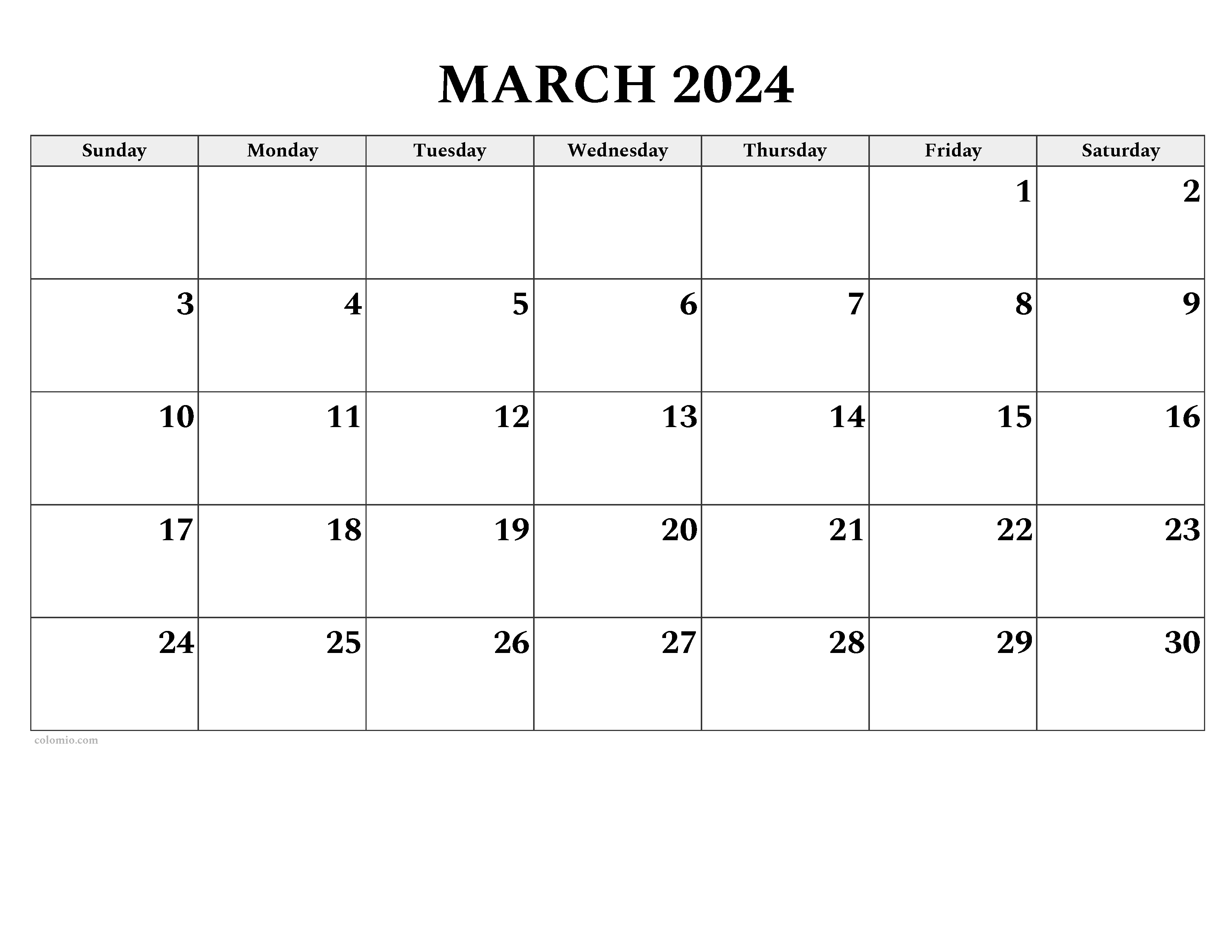 March 2024 Calendar | Free Printable Pdf, Xls And Png in Free Printable Calendar 2024 No Downloads March