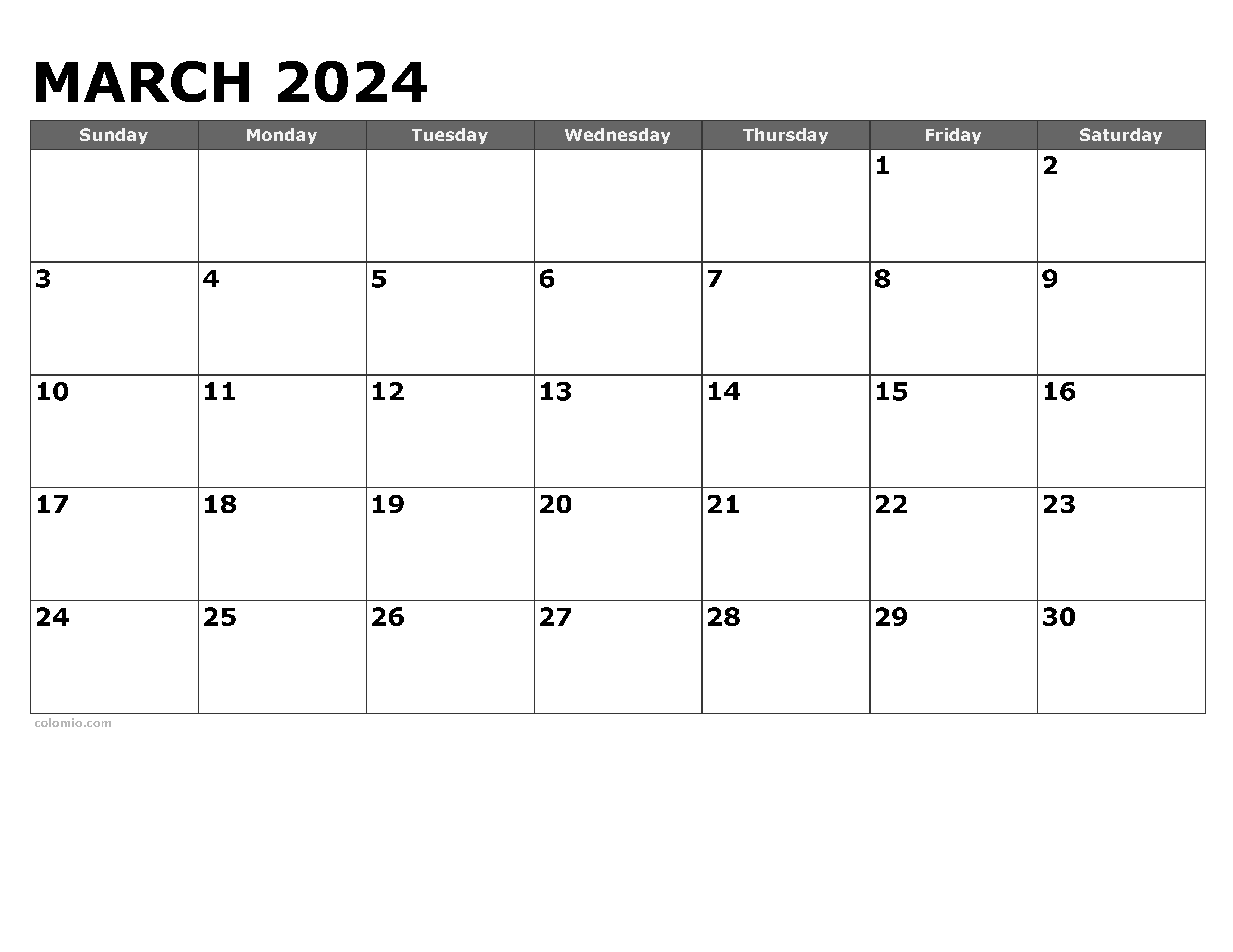 March 2024 Calendar | Free Printable Pdf, Xls And Png throughout Free Printable Blank March Calendar 2024