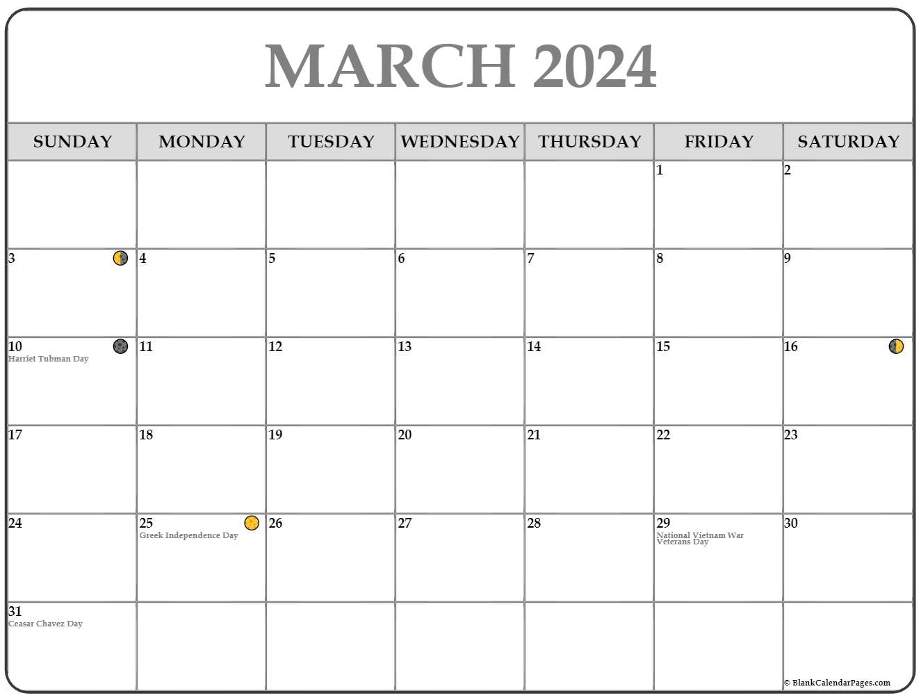 March 2024 Lunar Calendar Printable Allis Bendite - Free Printable 2024 Calendar With Moon Phases