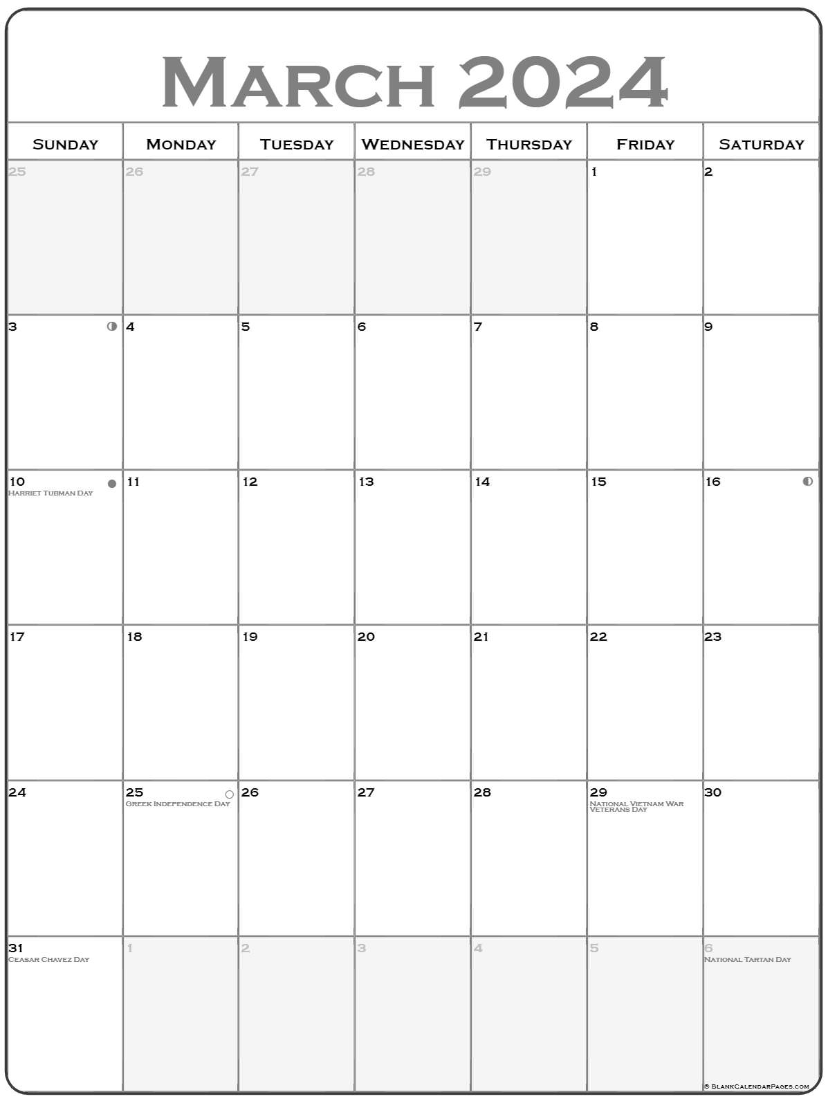 March 2024 Vertical Calendar Portrait - Free Printable 2024 Portrait Calendar With Holidays