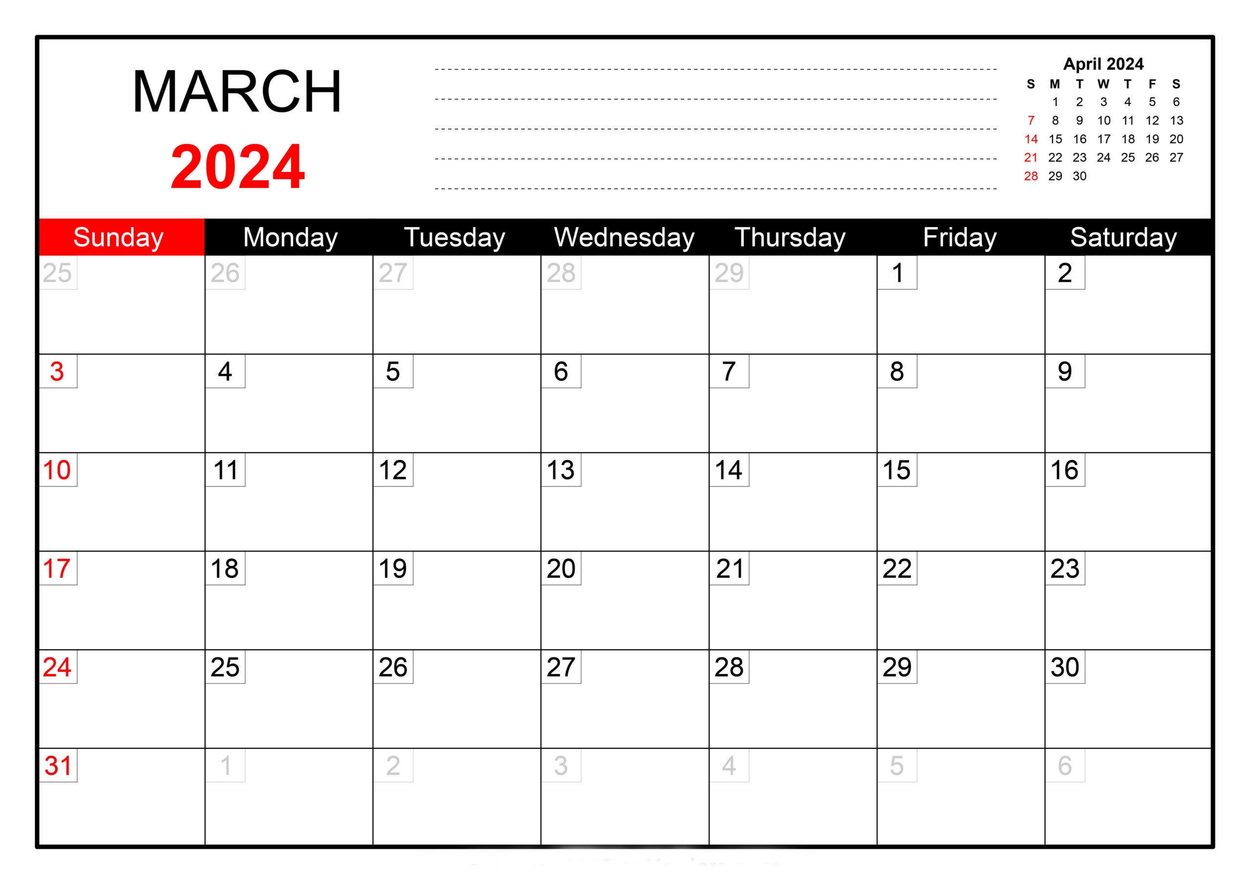 March Printable Calendar 2024 pertaining to Free Printable Calendar 2024 With Time Slots