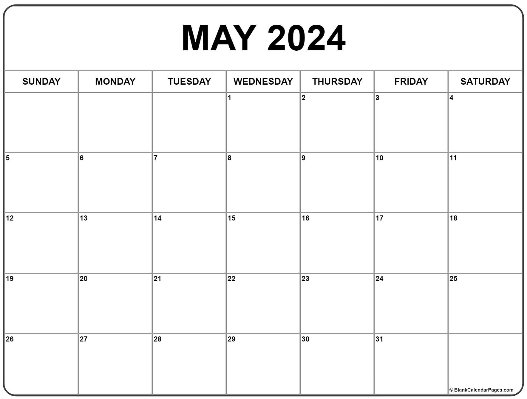 May 2024 Calendar | Free Printable Calendar in Free Printable Blank Calendar 2024 May