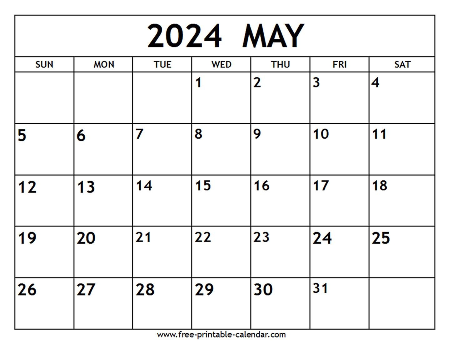 May 2024 Calendar - Free-Printable-Calendar inside Free Printable Calendar 2024 May Through December