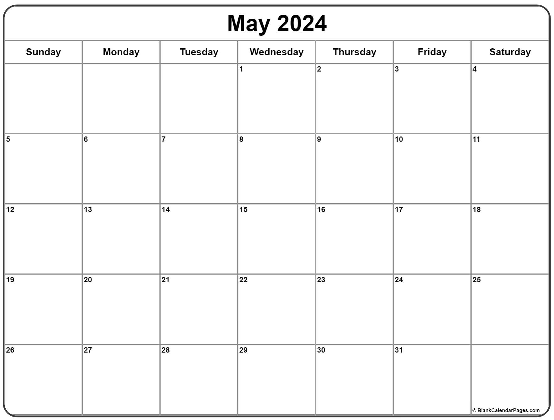 May 2024 Calendar | Free Printable Calendar regarding Free Printable Blank May Calendar 2024