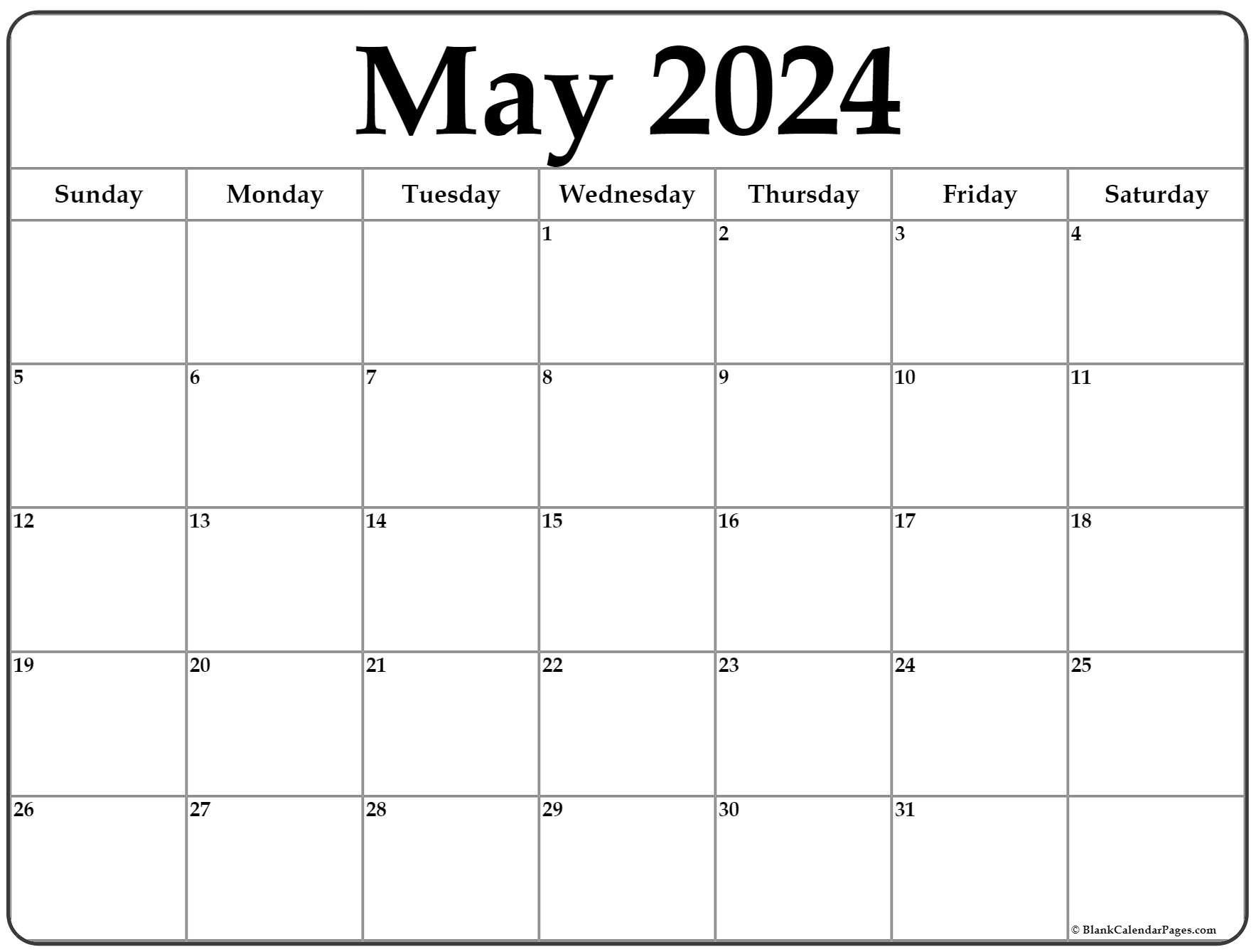 May 2024 Calendar | Free Printable Calendar with Free Printable Blank May Calendar 2024