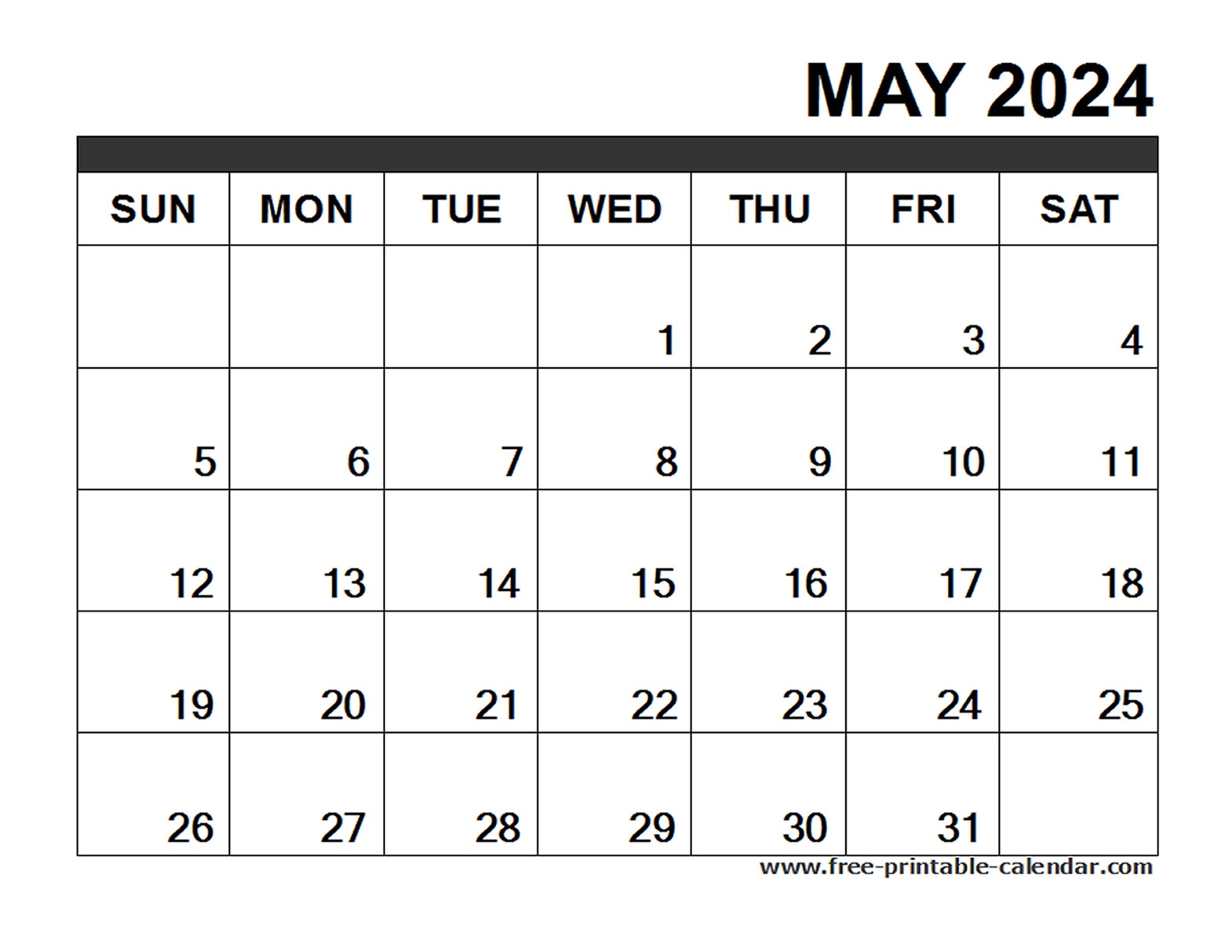 May 2024 Calendar Printable - Free-Printable-Calendar in Free Printable Calendar 2024 Uk Pdf