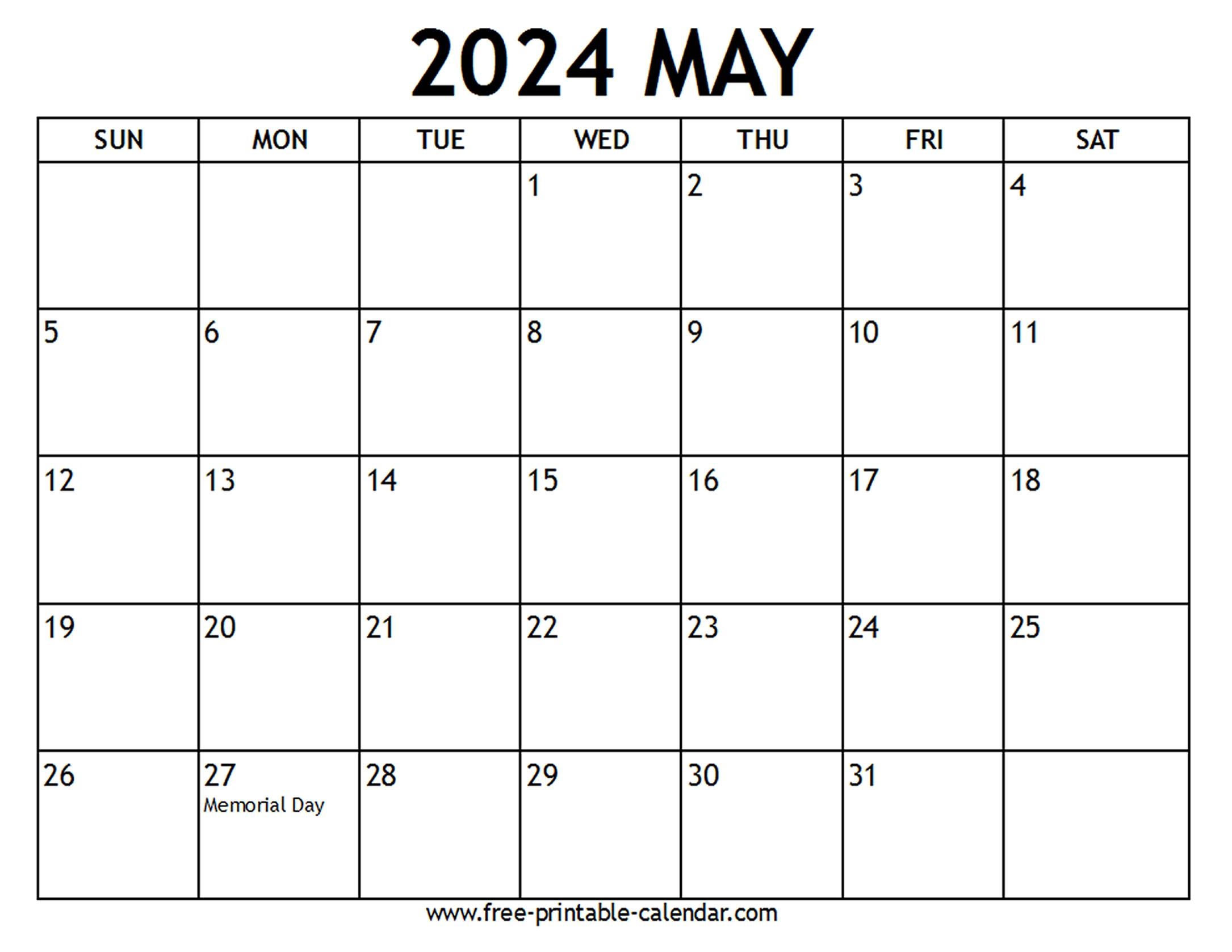 May 2024 Calendar Us Holidays - Free-Printable-Calendar inside Free Printable Calendar 2024 May With Holidays