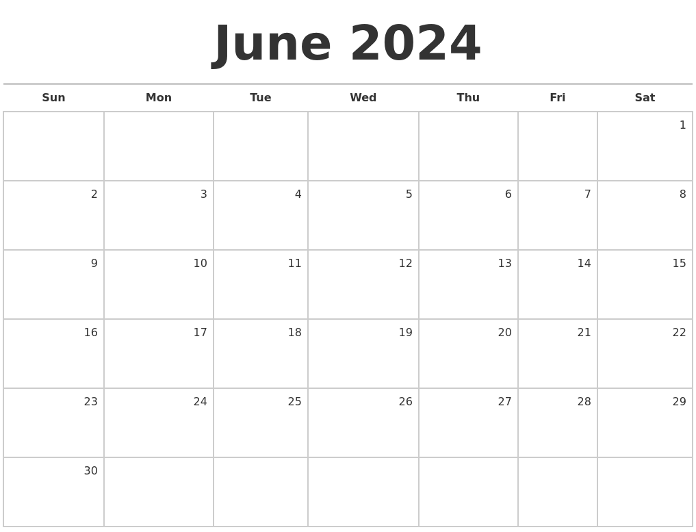 May 2024 Calendars Free - Free Printable 2024 June Calendar