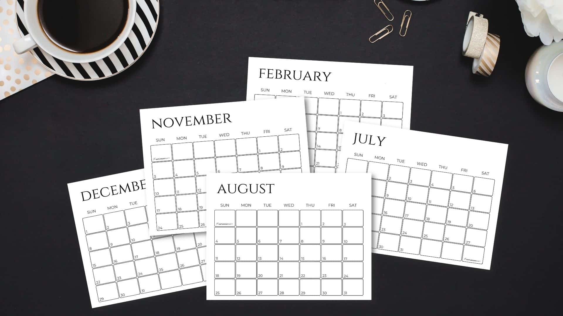 Minimalist Calendar Template 2024 - Free Printable Landscape Calendar for Free Printable Calendar 2024 Minimalist