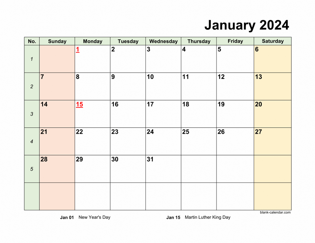 Monthly 2024 Calendars for Free Printable Calendar 2024 In Word