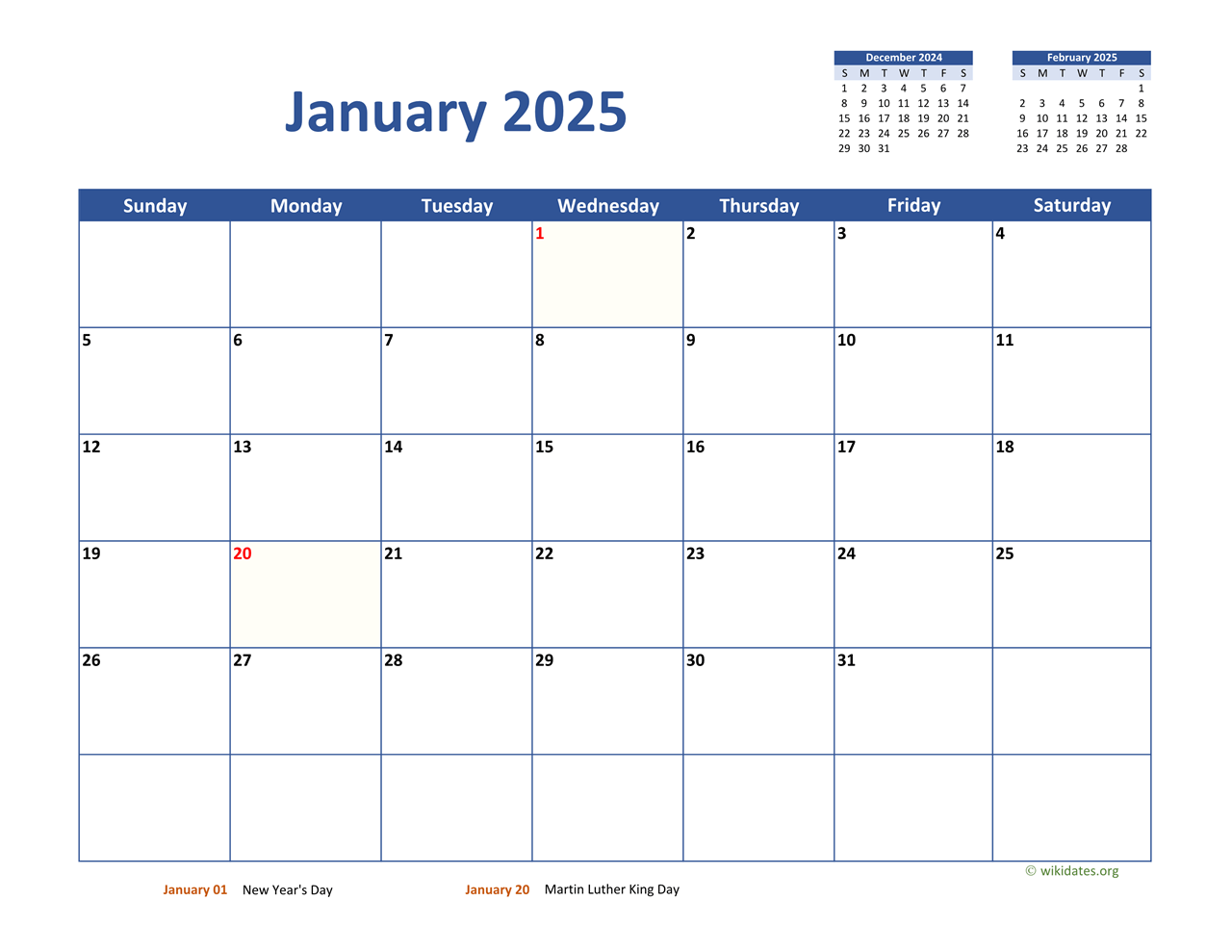 Monthly 2025 Calendar Classic WikiDates - Free Printable 2024-2025 Calendar Monthly