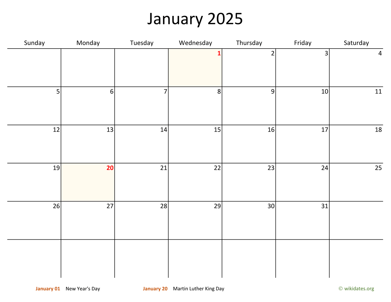 Monthly 2025 Calendar With Bigger Boxes WikiDates - Free Printable 2 Page Monthly Calendar 2024-2025