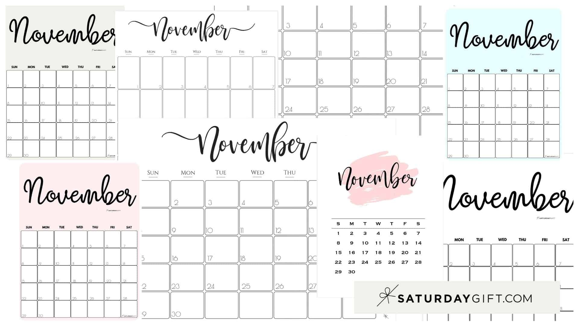 November 2024 Calendar - 20 Cute &amp;amp; Free Printables | Saturdaygift in Free Printable Blank Calendar November 2024 Bullet Journal