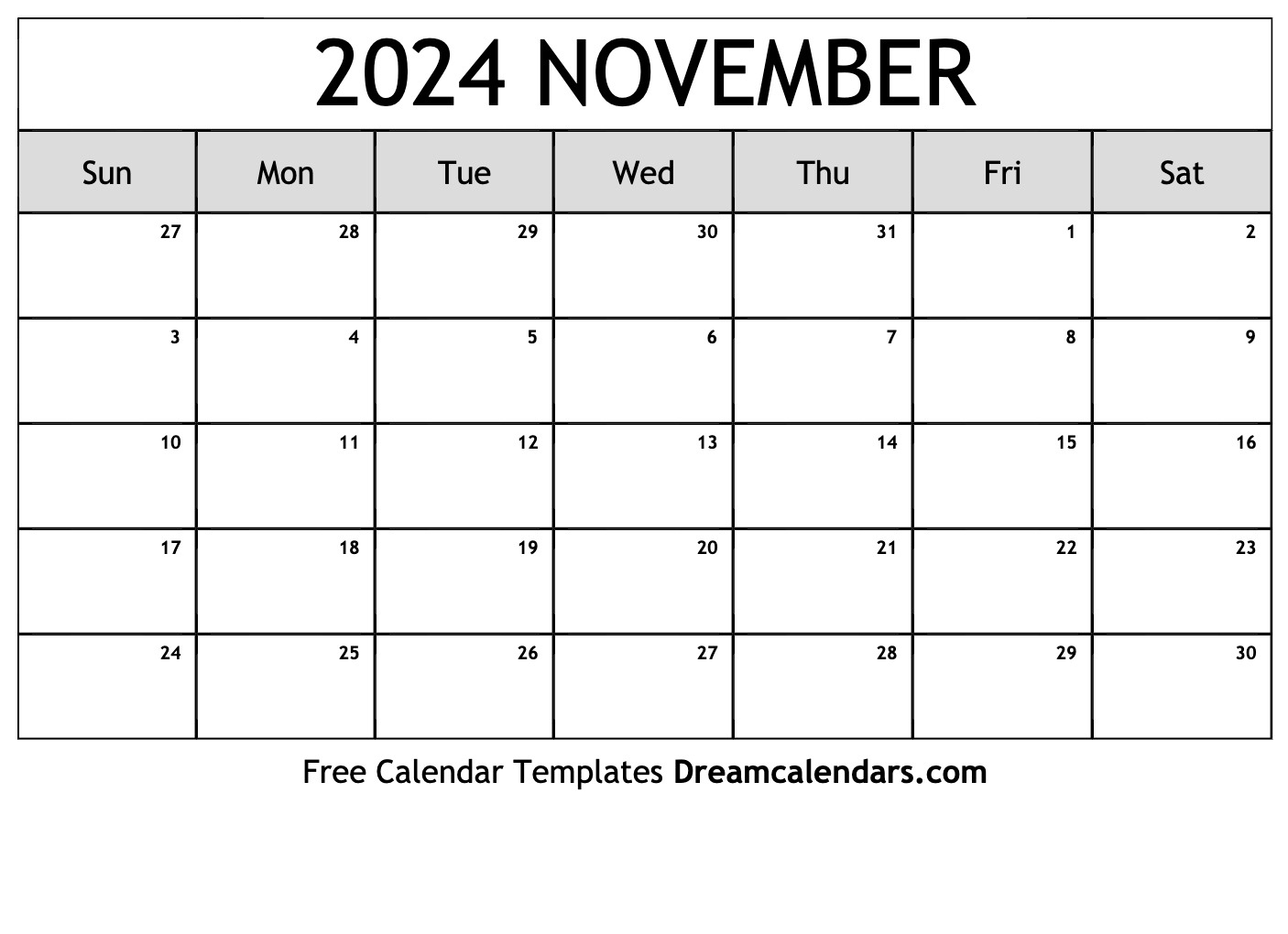 November 2024 Calendar | Free Blank Printable With Holidays inside Free Printable Calendar 2024 November December