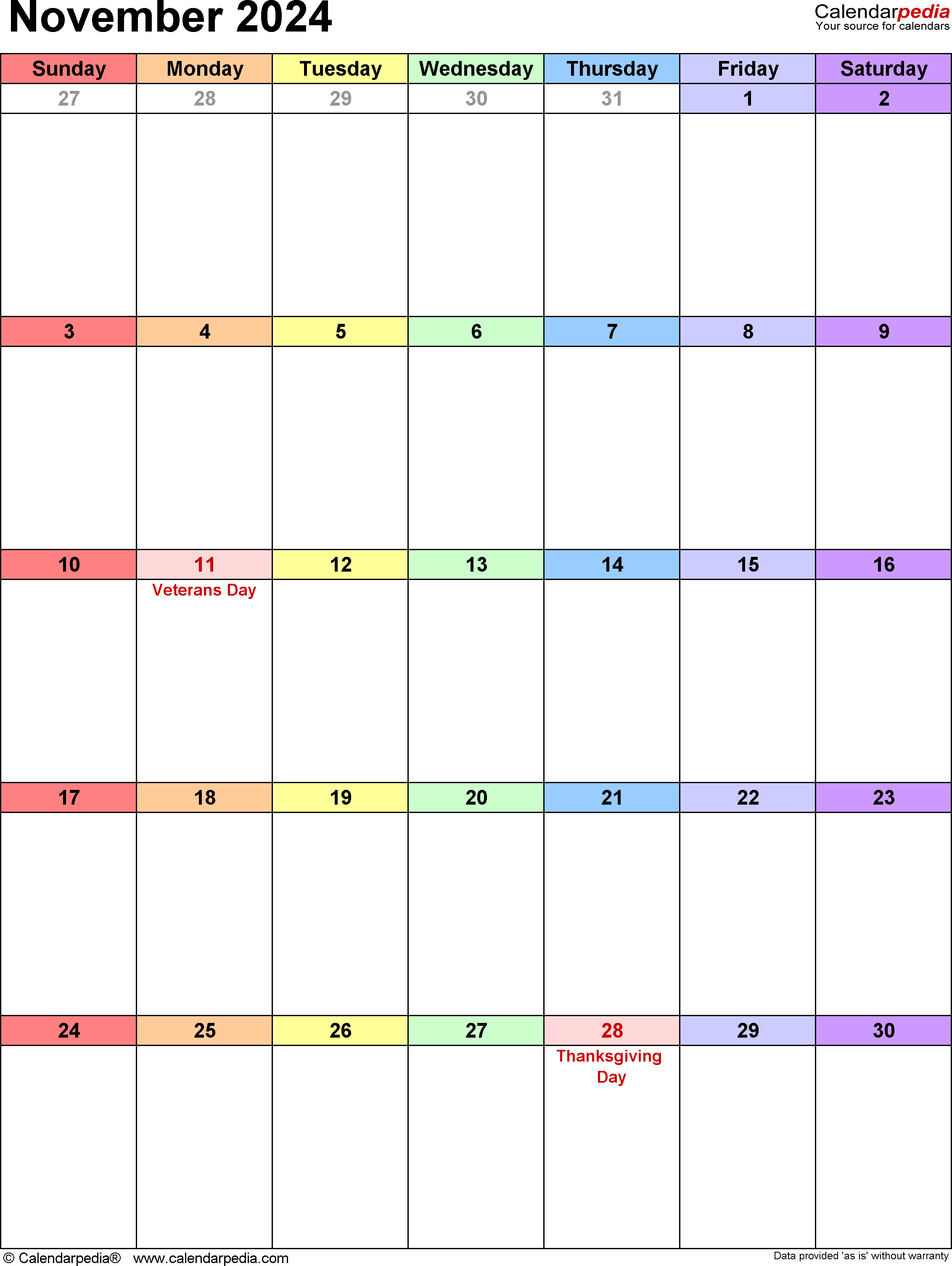November 2024 Calendar | Templates For Word, Excel And Pdf inside Free Printable Blank Calendar 2024 November