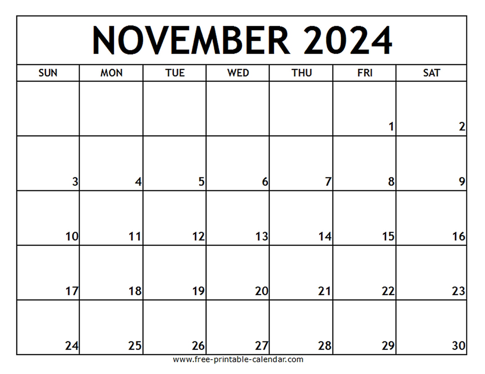 November 2024 Printable Calendar - Free-Printable-Calendar inside Free Printable Calendar 2024 November