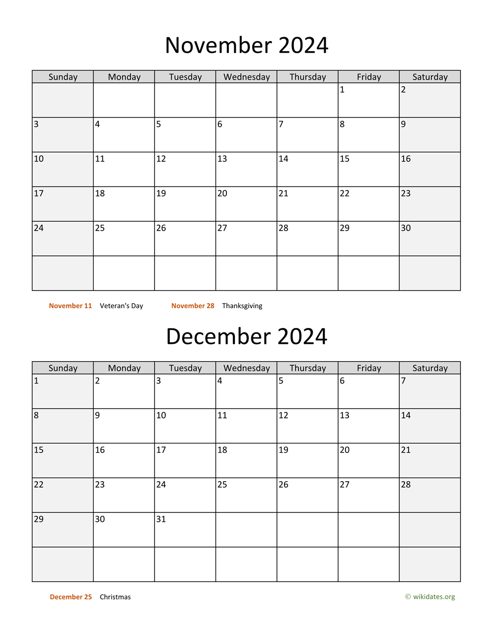 November And December 2024 Calendar WikiDates - Free Printable 2024 Calendar October November December 2024