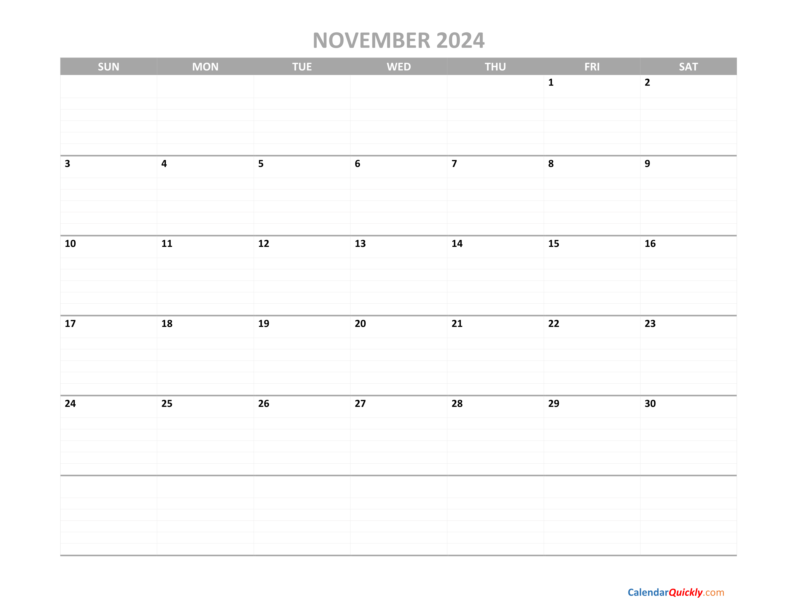 November Calendar 2024 Printable Calendar Quickly - Free Printable 2024 Calendar November
