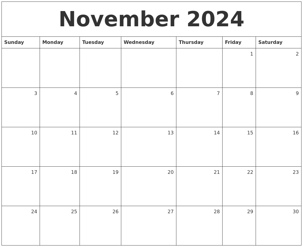 November Calendar Editable Word 2024 Best Perfect Popular Incredible - Free Printable 12 Month Calendar November 2024
